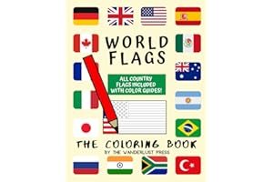 World Flags: The Coloring Book: A great geography gift for kids and adults: Color in flags for all countries of the world with color guides to help. ... creativity, stress relief and general fun.