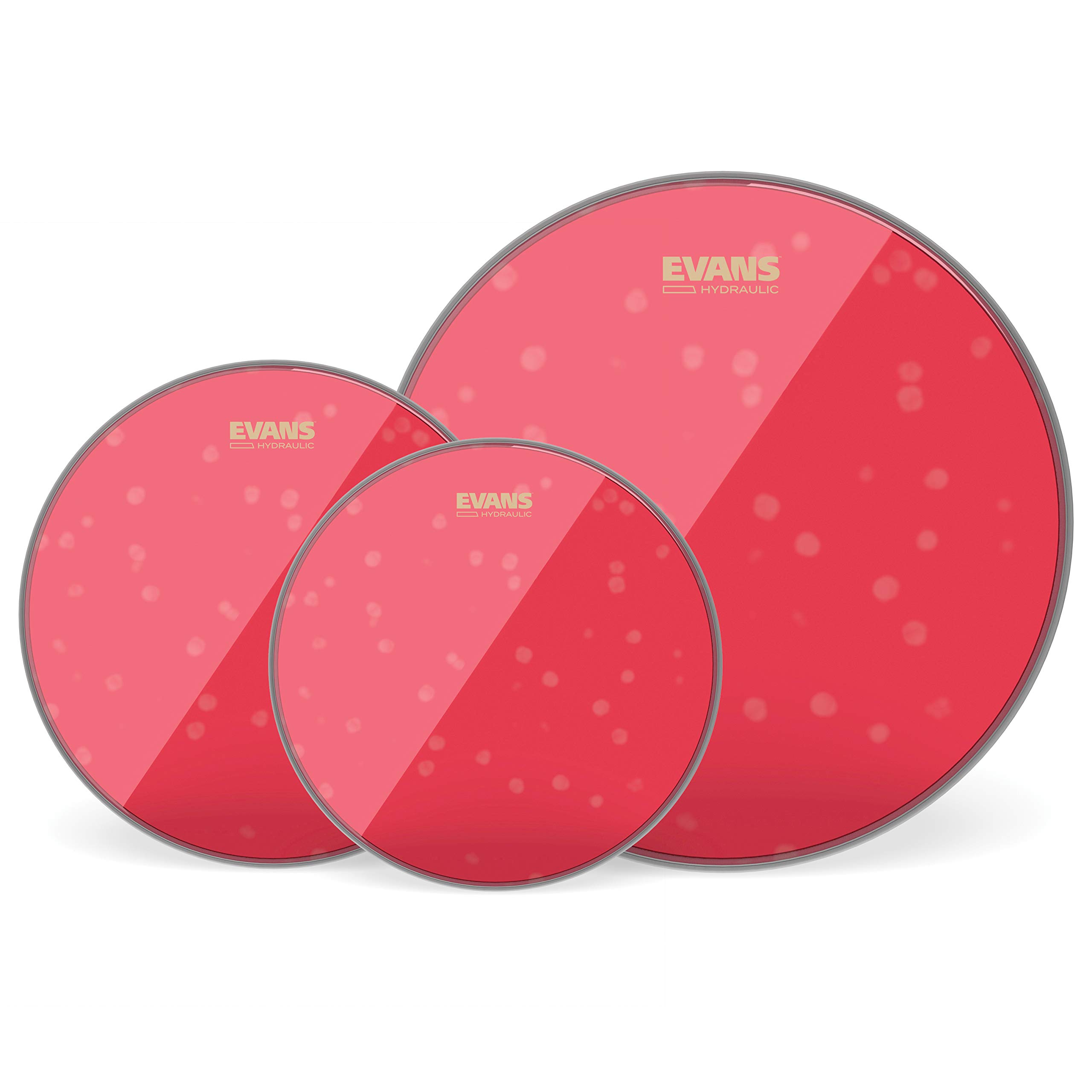 Evans Drum Heads - Hydraulic Red Fusion Pack (10, 12, 14 Inch) with 14 Inch UV1 Coated Snare Head