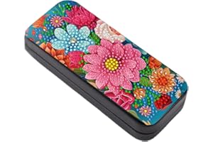 Leatrice Flower Diamond Art Kits for Adults Small Diamond Painting Kits Diamond Dots Gem Art Painting DIY Eyeglasses Case with Special Shaped Rhinestone for Beginner Women