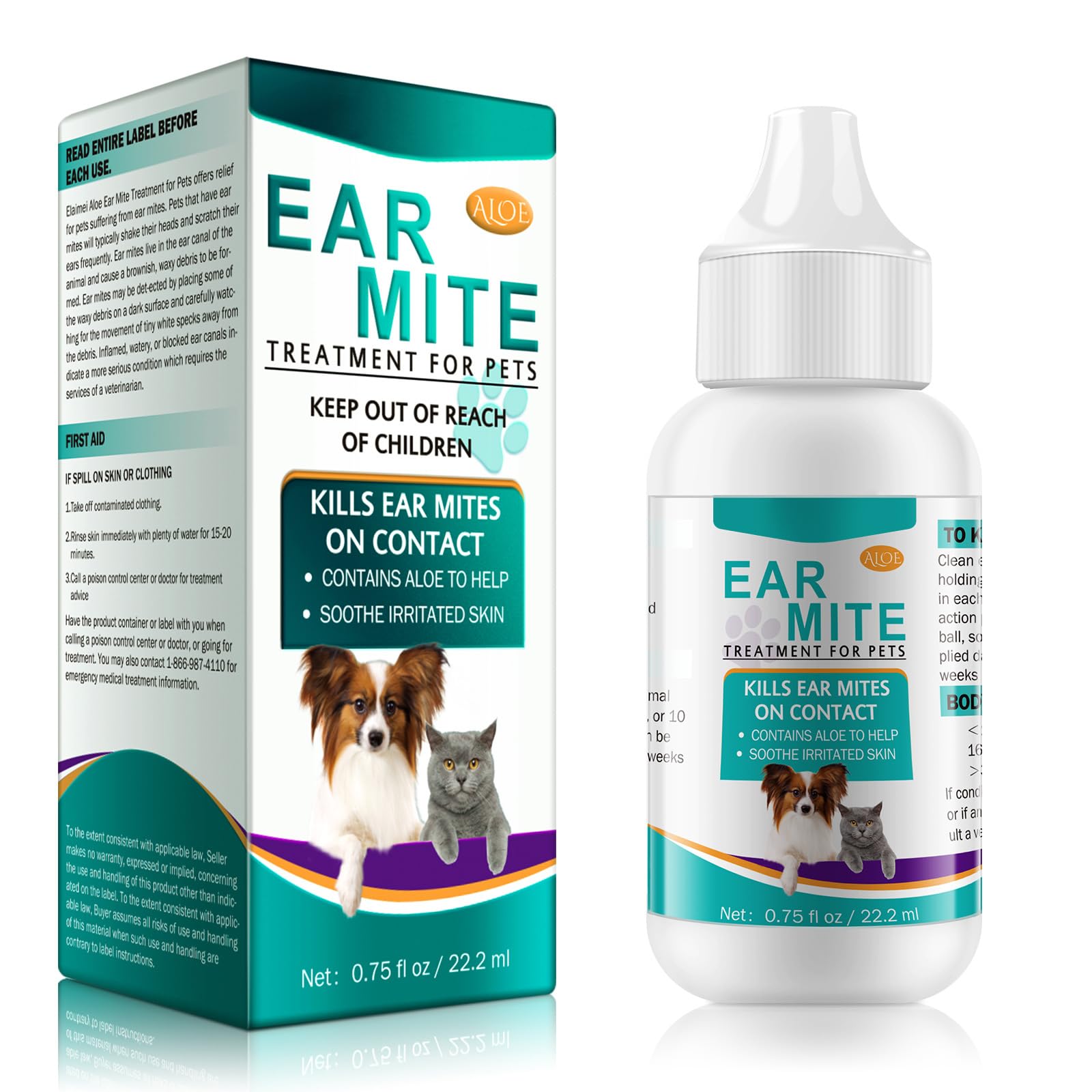 MADGININE Dog Ear Drops Dog Ear Infection Treatment Ear Mite Treatment for Dogs Cats Dog Ear Drops for Infection Antibiotics Alcohol-Free Relieves Itching & Built-Up Wax for Puppy Cats And Dogs