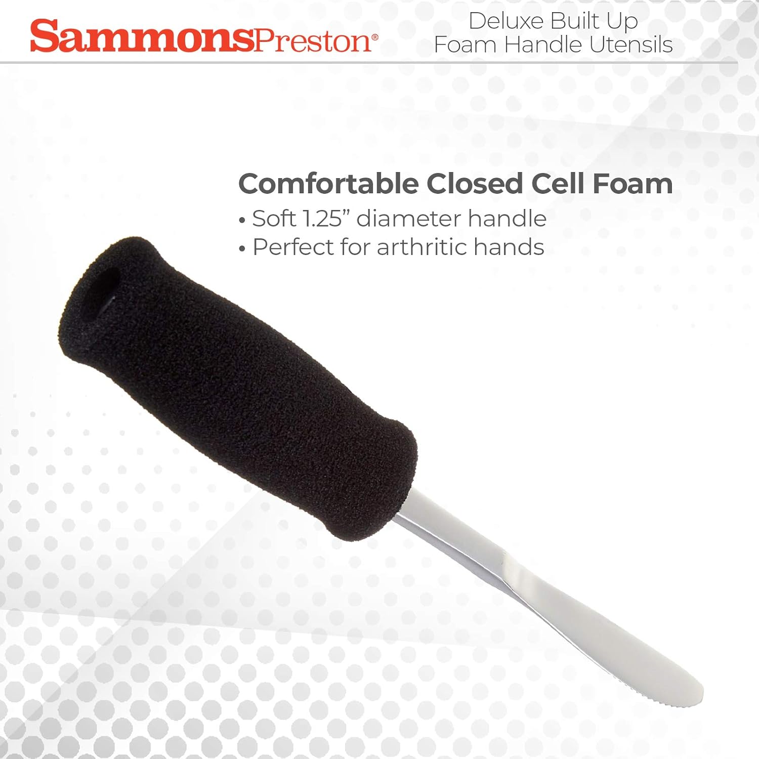 Sammons Preston Deluxe Built-Up Handle Adaptive Grip Fork, 8" Long, Stainless-Steel Easy-Hold Utensil with Removable Soft Molded Foam Grip, Adaptive Utensil for Those with Arthritis and Weak Grip