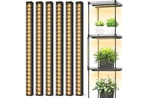SpeePlant LED Grow Light Strips, T5 Grow Lights, Full Spectrum, 1FT 3000K, Led Grow Lights for Indoor Plants, Plant Light with ON/Off Switch, 6-Pack, Black