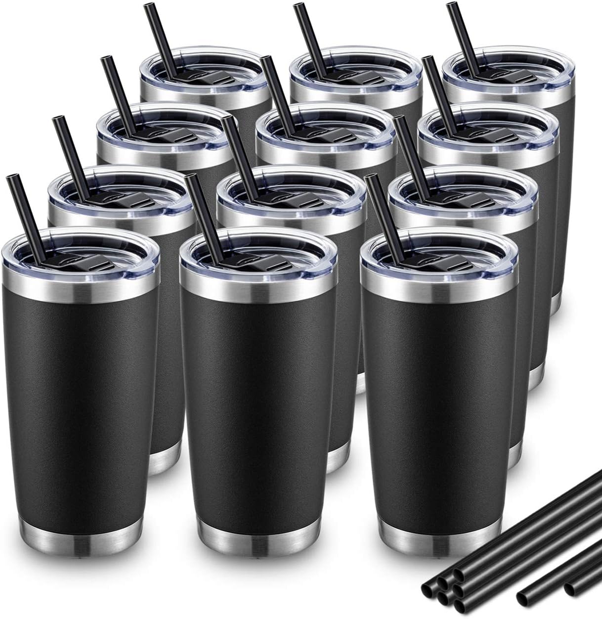 Powder Coated Travel Coffee Mug Vacuum Insulated Tumblers Pack with Lid