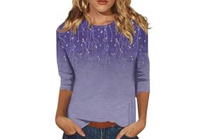 OSMUAL Womens Summer Tops 2023 3/4 Length Sleeve Casual Blouses Crewneck Solid Color Cute Tops Loose Fit Pullover