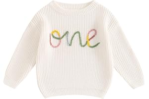 VISGOGO First Birthday Outfit - Girl's 1st Birthday Sweatshirt & Boy's Gift Sweater - Knitted Tops for Fall & Winter