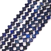 8mm Natural Lapis Lazuli Gemstone Faceted Clovers Beads Four-Leaf Spacer Loose Beads for DIY Jewelry Making Beads
