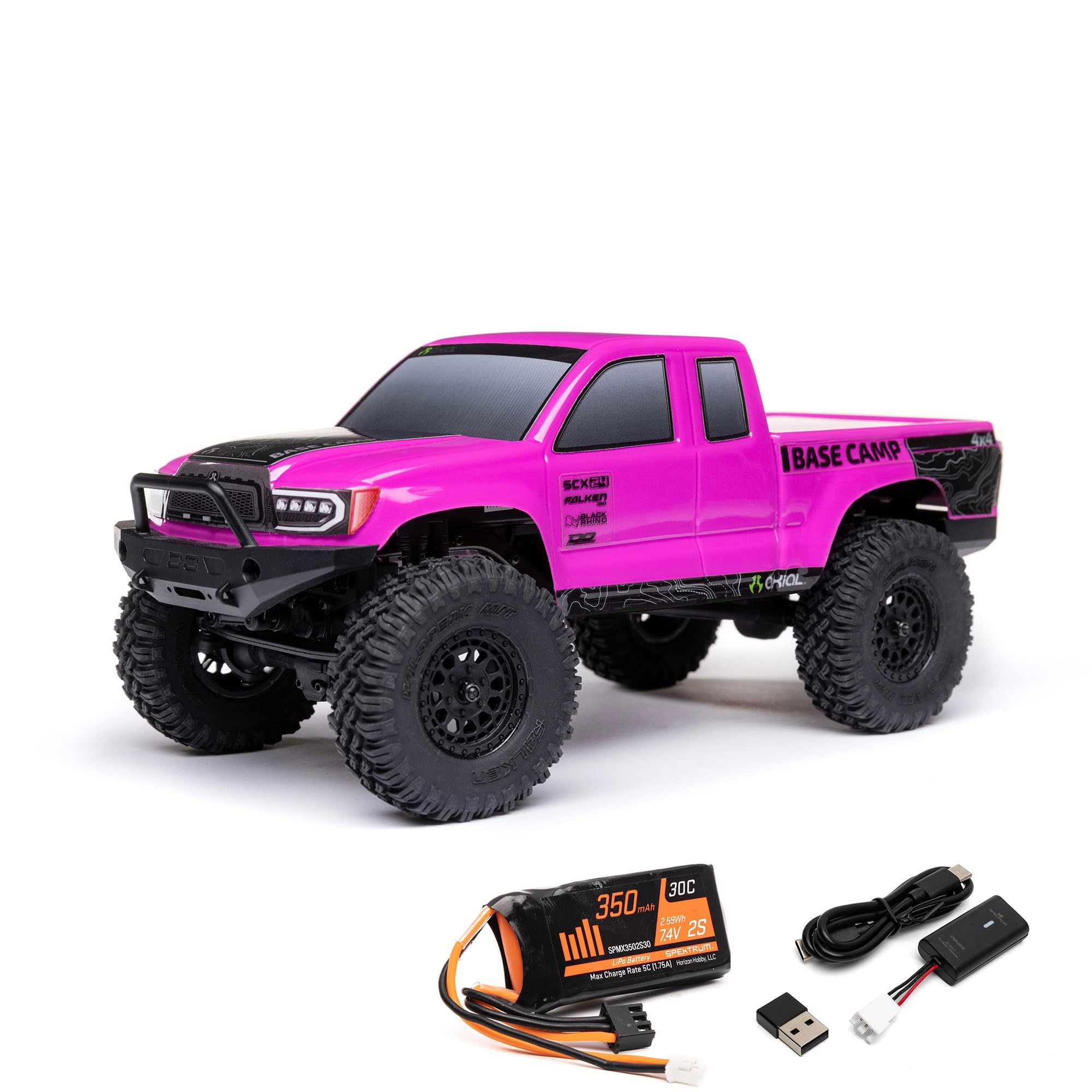 Photo 1 of Axial RC Truck 1/24 SCX24 Base Camp 4x4 Rock Crawler Brushed RTR (Everything Needed to Run is Included) - Pink, AXI-1219T3