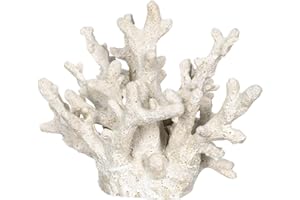 NAUTICAL CRUSH TRADING White Coral Decor - Coral Reef Decor (6.5inx5inx5.5in) - Faux Resin Decoration - Nautical Decorations - Beach Home Decor