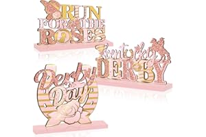 cuixinclt 3pcs Kentucky Derby Party Supplies Table Centerpieces Pink Kentucky Derby Decorations Wooden Letter Derby Day Tiered Tray Decor for Horse Racing Festival Table Decorations