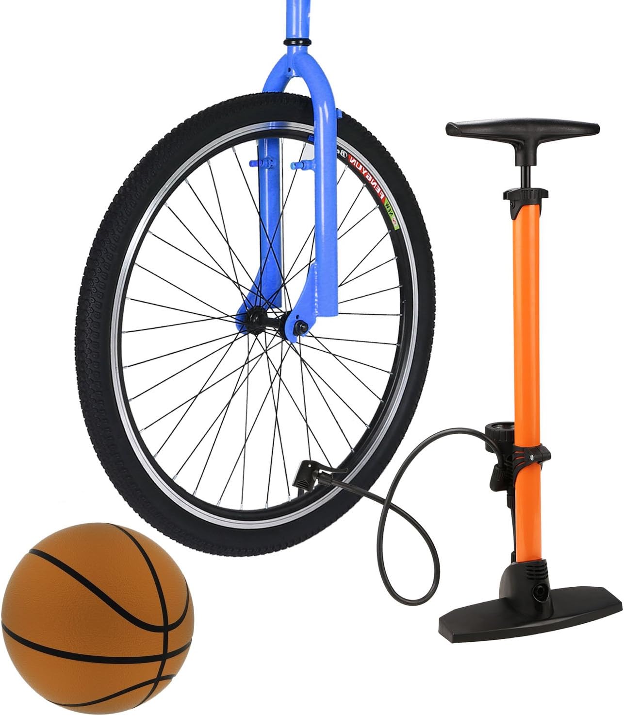 Speedrid Fahrradpumpe für Presta/Schrader, Tragbare Hochdruck-Standpumpe mit Barometer für Elektrofahrräder E-Bike Mountainbikes(Gelb)