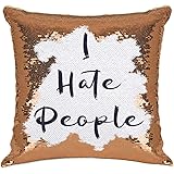 i hate everyone sequin pillow