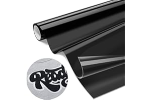 LIKCUT Black Puff Vinyl Heat Transfer, 10"x3ft Black Puff Vinyl, 3D Puff Heat Transfer Vinyl Roll for DIY T-Shirts, Black Puff HTV Compatible with Cricut Machine or Heat Press, Easy to Cut & Weed