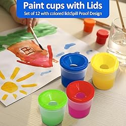 No Spill Paint Cups, 12pcs Paint Cups with Lids for