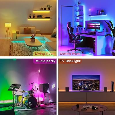 images Gaming Room Strip Lights 65 6ft led strip lights aijia music sync rgb 5050 leds color changing led light strips with ir remote and bluetooth app control led strip lights for