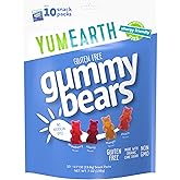 YumEarth Organic Fruit Flavored Gummy Bears, 10- .7oz. Snack Packs, Allergy Friendly, Gluten Free, Non-GMO, Dye Free