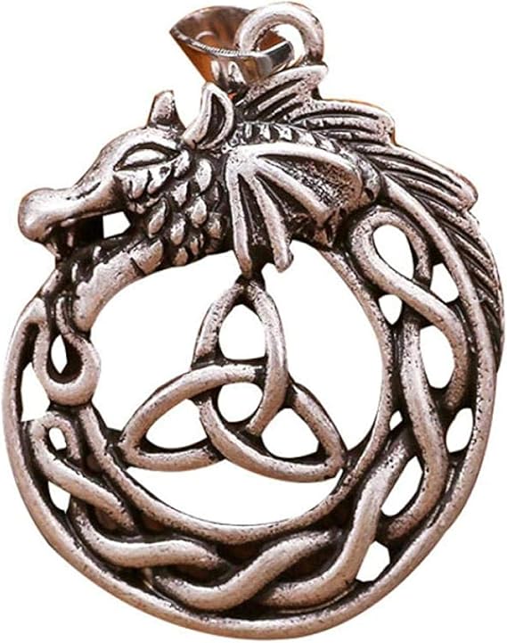 Celtic Dragon Necklace Trinity Knot Mens Pendant Necklaces Viking