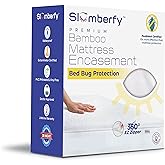 Queen Size Waterproof Bamboo Mattress Encasement by Slumberfy - Premium Skin-Safe Mattress Protector with 360° EZ Zipper, Lab-Tested Bed Bug, Zippered Encasement (60x80 in)