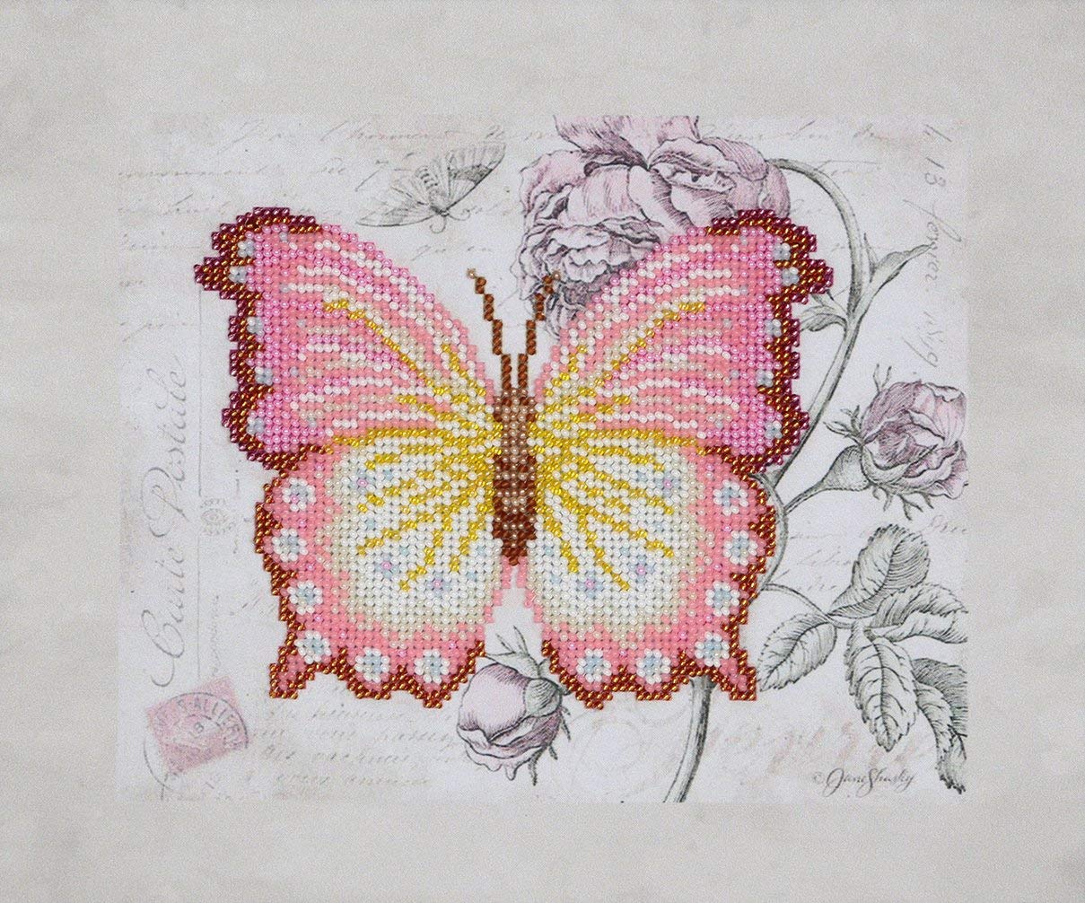 ''Butterfly" Beads Embroidery Kit; contemporary embroidery; gift idea; needlepoint design; decor; seed beads Preciosa;