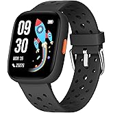 BIGGERFIVE Smart Watch for Kids, 1.8" Fitness Tracker Watch Pedometer, Heart Rate, Sleep Monitor, IP68 Waterproof, Calorie Step Counter, Puzzle Games with/Without APP for Girls Boys Teens 5-16, Black