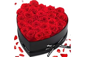 RIANEAN 27-Piece Preserved Red Roses in a Box, Mothers Day Rose Gifts for Mom from Daughter, Mom Gifts for Grandma, Mother's Day Flower Gifts Ideas for Women, Forever Roses Gifts for Wife on Birthday