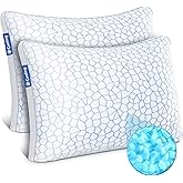 QUTOOL Luxury Cooling Memory Foam Pillows 2 Pack, Bed Pillows Queen Size Set of 2, Adjustable Gel Pillows for Side, Back Slee