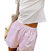 Women Y2k Striped Boxer Shorts Casual High Waist Pajama Bottoms Wide Leg Striped Lounge Shorts Summer Sleepwear