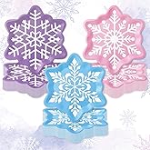 JarThenaAMCS 60Pcs Winter Snowflake Paper Plates Pink Blue Purple Snowflake Shape Plates Snow Disposable Plates for Christmas Xmas Holiday Party Tableware Supplies