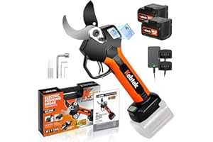 Cordless Electric Pruning Shears 40MM, Kebtek Professional Pruning Shears Battery Powered 18V Brushless Motor 2Pack 2AH Rechargeable Battery-LCD Display Screen (KT940)