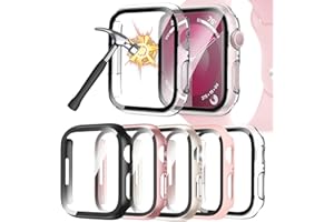 HAANILKYI [5 Pack for Apple Watch Screen Protector Case Series 3 2 1 38mm, Ultra-Thin Full Coverage Hard PC Protective Cover Built in HD Tempered Glass Screen Protector for iWatch 38mm