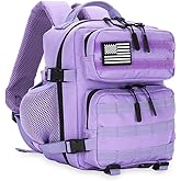 HongXingHai 9L Mini Tactical Backpack for Men and Women, Tactical Backpack Small for Hiking, Small Tactical Bag（Light Purple）