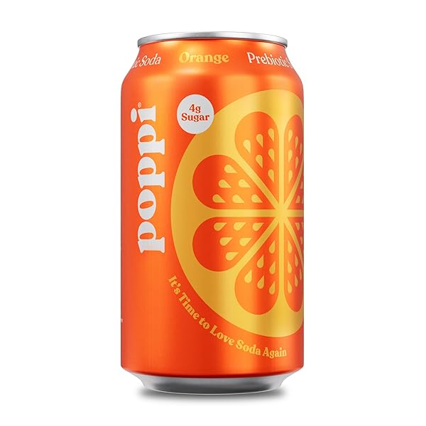 POPPI SPARKLING PREBIOTIC SODA BEVERAGE WITH APPLE CIDER VINEGAR, SELTZER WATER AND FRUIT JUICE, ORANGE FLAVOR, 12 FL OZ, 1 COUNT, PACKAGING MAY VARY