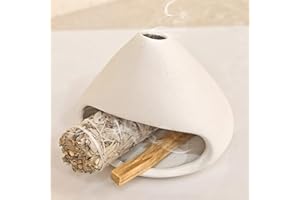 Yawlsow Palo Santo Holder Burner, Charcoal Bakhoor Incense Burner,Smudge Bowl,Sage Holder,Ash Catcher for Meditation Zen Decor (White)