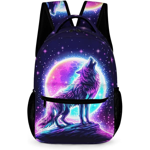 Amazon.com | Nerxy Wolf Galaxy Backpack for Girls Boys  display picture 3