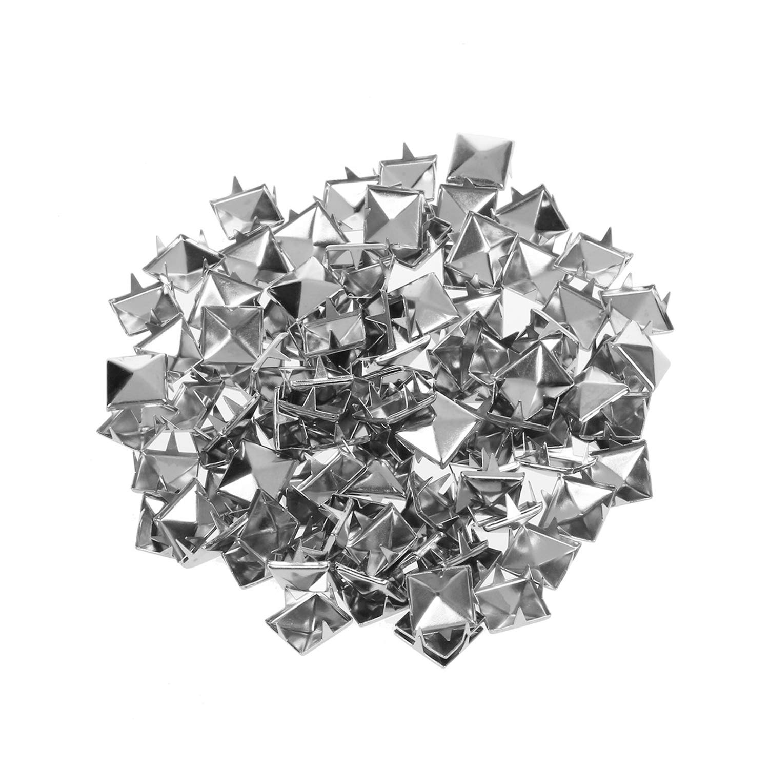 Trimming Shop Pyramid Shaped Nail Head Studs Square Metal Leather Rivets for Leathercraft, DIY Crafts, Clothing, Bags, Purses Embellishment (9mm, Silver, 100pcs)