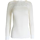 EGI ® Exclusive Collections Merino Wool Blend Top Lace Trim Long Sleeves. Proudly Made in Italy.