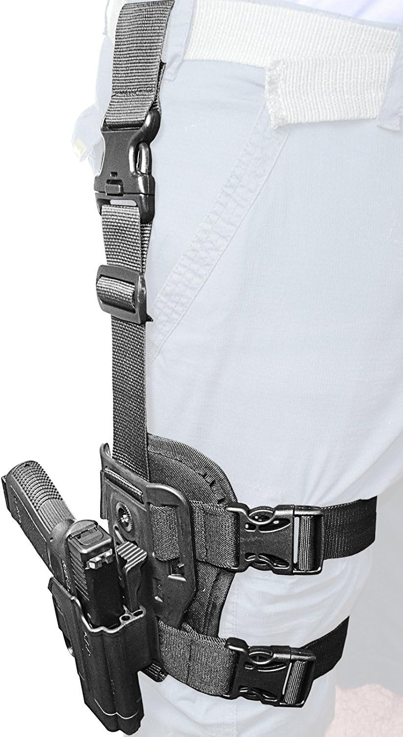 Orpaz Defense Dropleg Thigh rig Platform + Active Retention Rotation Tactical Paddle Holster Tention Adjustment for All 1911 with Without Picatinny Rail - Colt Sig Kimber S&W, Taurus Ruger and More