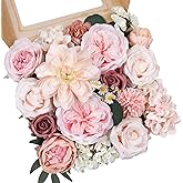 AmyHomie Pink Artificial Flowers Combo Silk Mix Peony Rose Hydrangea Daisy Fake Flowers w/Stem for DIY Wedding Bouquets Centerpieces Arrangements Table Decor Party Bridal Baby Shower Home Decor