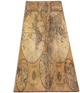 Amazon 女性のためのヨガマット世界地図完璧なクリスマスプレゼント面白いノベルティ 70 X 24インチ 61x180 Cm レッドスターホーム マット