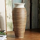 Ceramic Rustic Farmhouse Vase, 12.6" Large Vintage Flower vase Home Decor, Tall Boho Decorative Vases for Living Room, Table, Mantel, Shelf and Centerpieces Decor and Housewarming (D)