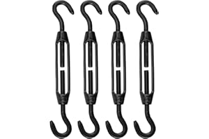 Antrader M4 Turnbuckle Hook and Hook,4Pcs Stainless Steel Turnbuckles M4 Double Hook Turnbuckle Heavy Duty Turnbuckles Cable Turnbuckle Black Turnbuckle for Wire Rope Tension
