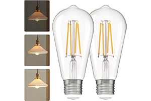 ALAMPEVER 3 Way Light Bulbs 2 Pack, 30/70/100W Equivalent, Bright ST19 LED Light Bulb, 2700K Soft White, 300/800/1200LM, 3/5/