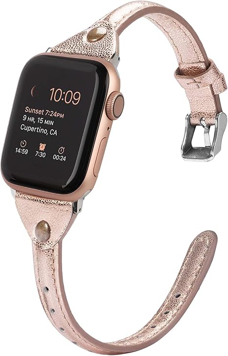 Amazon.com: Moolia Leather Bands Compatible with Apple Watch 42mm 44mm iWatch Series 6/5/4/3/2/1 