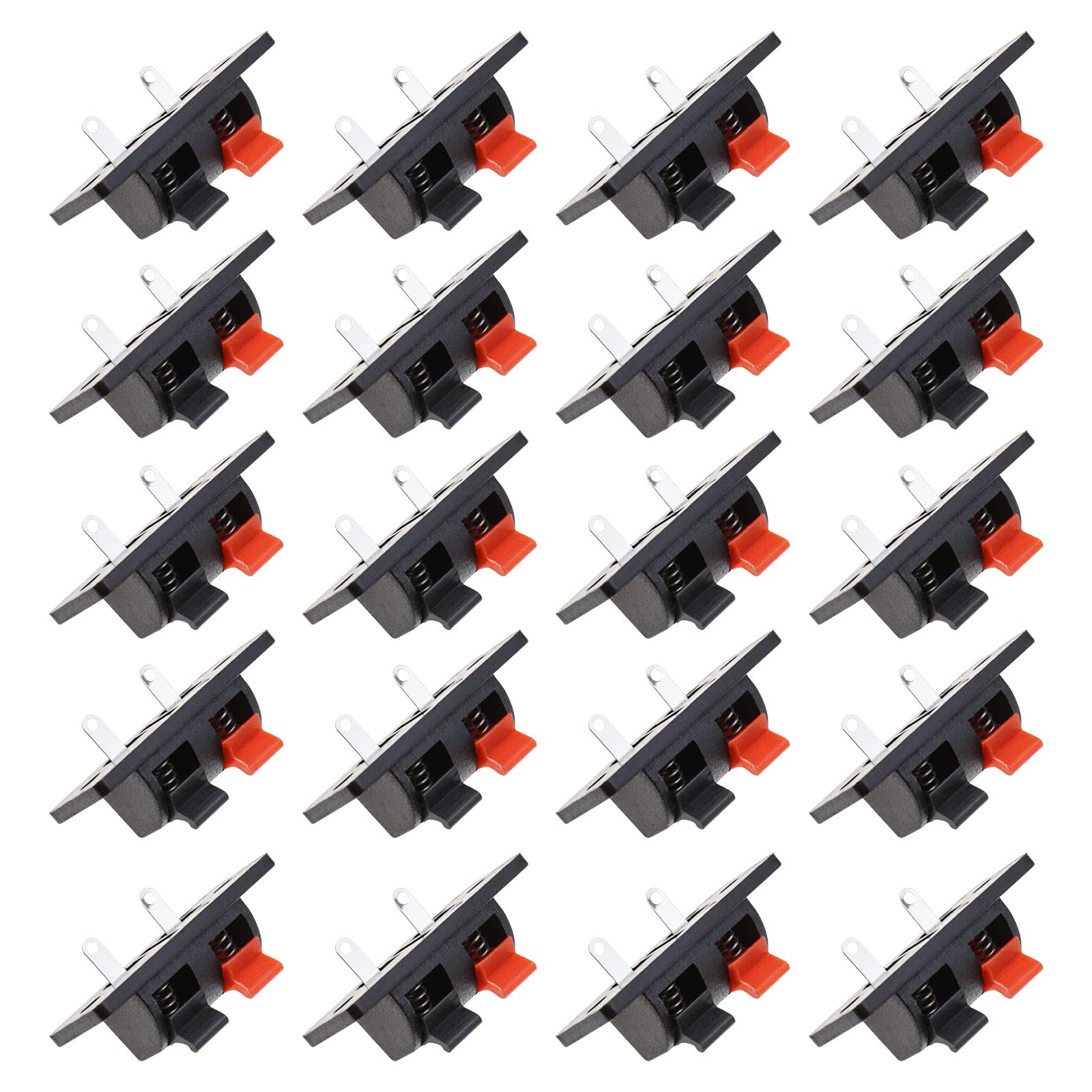 eMagTech 20PCS 2 Pin Speaker Terminal Block Amplifier Spring Jointing Clamp Test Clip Stereo Speaker Strip Shape Push Release Connector Plate 2 Position