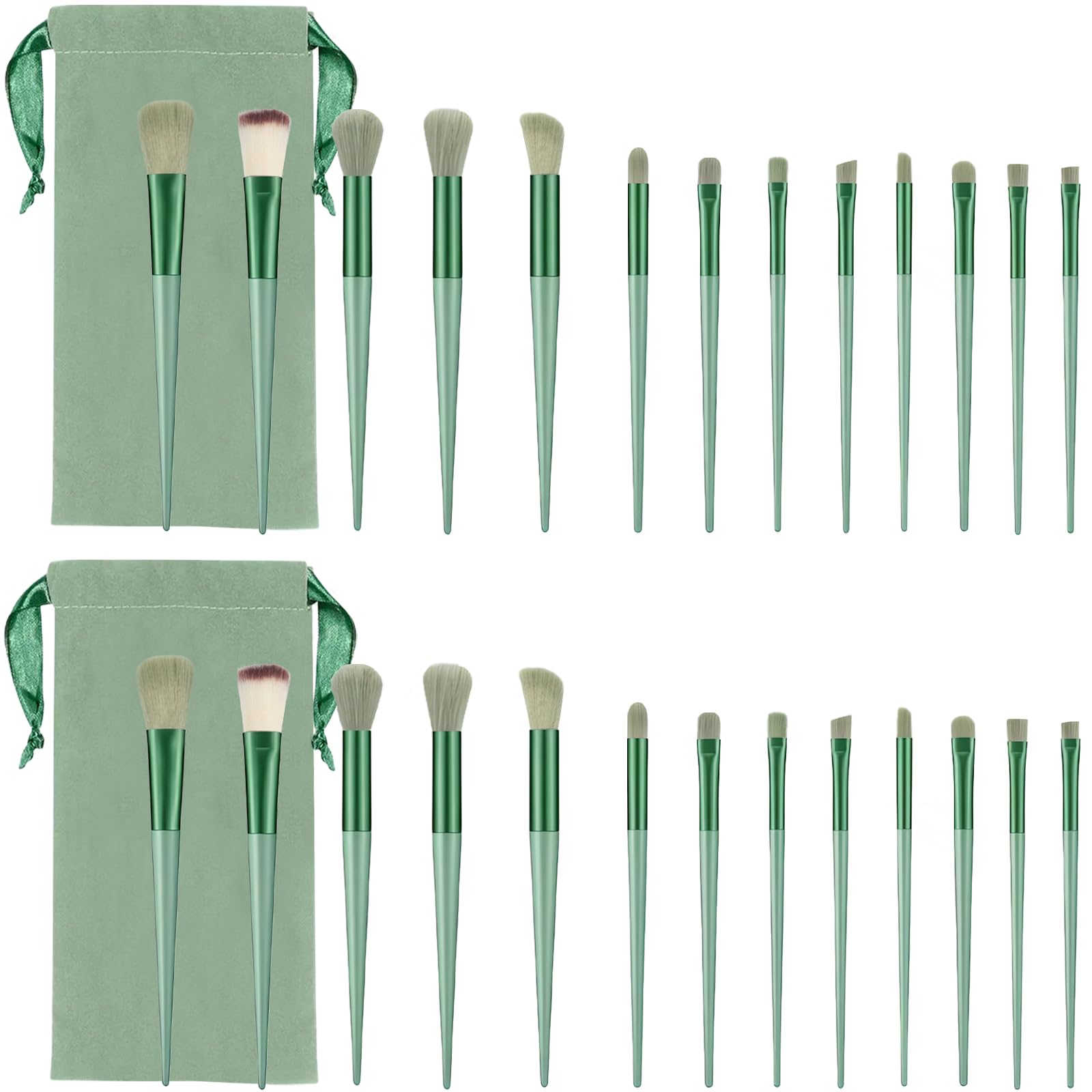 Photo 1 of 26PCS Green Makeup Brush Set - Foundation, Blush, Eye Shadow, Concealer, and Highlighting Brushes - Professional Makeup Kit for All Your Needs