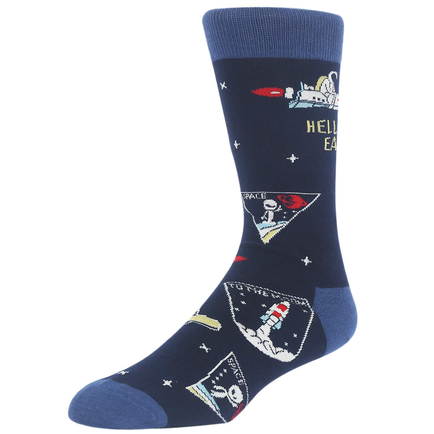 Mens Space Novelty Crew Socks Funny Crazy Socks Alien Astronaut Planet Pizza Casual Socks