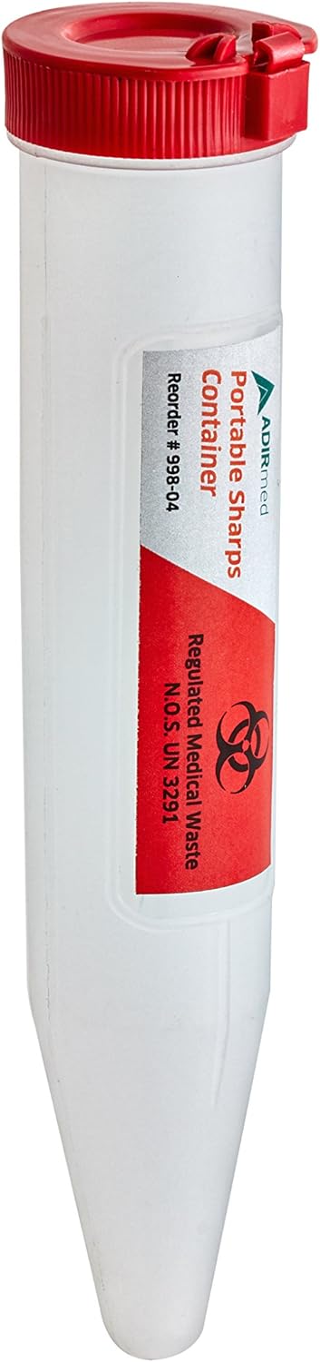 AdirMed 6-Pack Sharps & Needle Biohazard Disposal Container - Shuttle Container with Locking Mechanism: Health & Personal Care