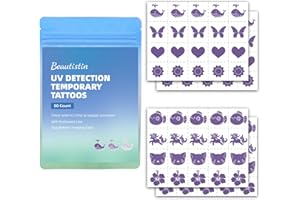 UV Temporary Tattoos Stickers for Sunscreen - 80 Count UV Detection Temporary Tattoos Stickers, Know When to re-Apply Sunscre