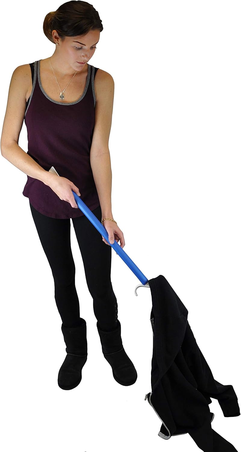 Blue Jay Dressing Stick - 24'' Soft Foam-Covered Handle, 2-in-1 Tool, Dressing Made Easy, Rounded S Plastic top Hook, No Stretching or Straining Shoehorn Dressing Aid: Health & Personal Care