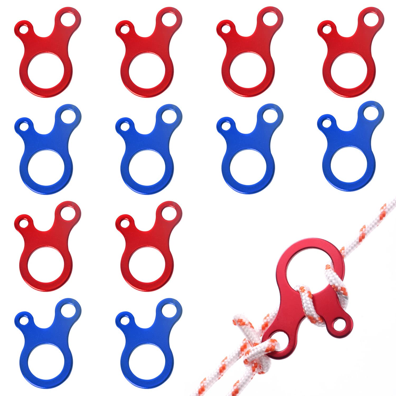 12 Pcs Wind Rope Cord Adjuster Buckle, Aluminum Alloy Guy Rope Tensioner, Aluminum Alloy Tent Rope Tensioner, Guyline Tent Fastener Tensioner, Wind Rope Buckle Tent Rope Adjuster, Cord Adjuster