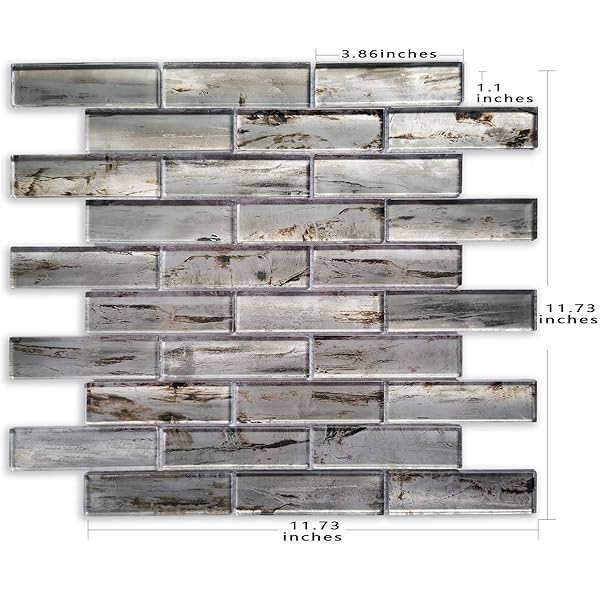 ARTEMURO PREMIUM 5-SHEETS CLASSIC WOOD GLASS BACKSPLASH TILE MOSAIC, INTERLOCKING BACK SPLASHES FOR KITCHEN, BATHROOM SHOWER, HOME WALL DECORATION